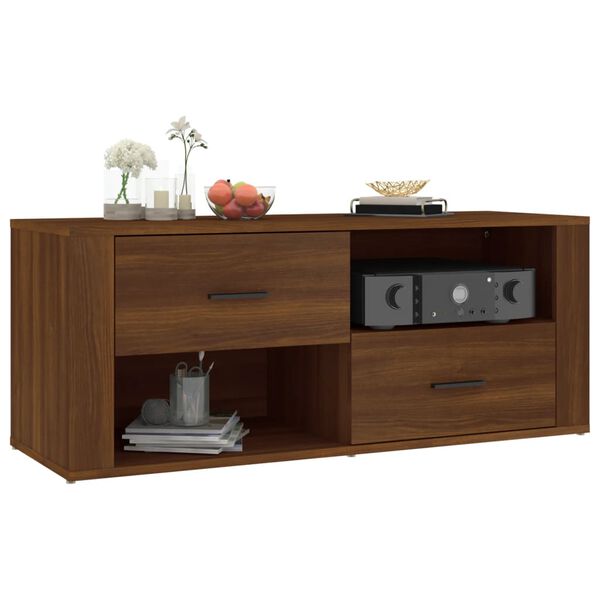 vidaXL TV Cabinet Brown Oak 100x35x40 cm Engineered Wood