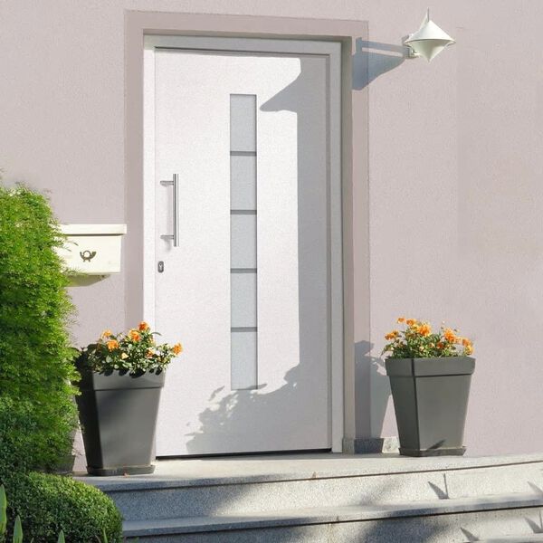 vidaXL Front Door Aluminium and PVC White 110x210 cm