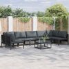 vidaXL Garden Sofa Set with Cushion 7 pcs Black Steel