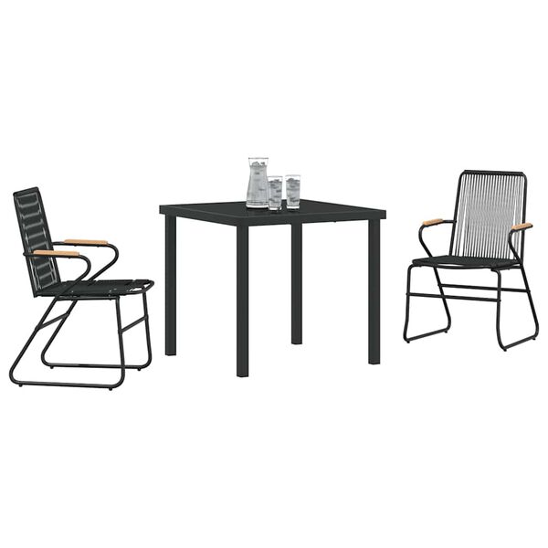 vidaXL Garden Dining Set 3 pcs Black Powder-Coated Steel