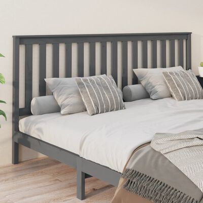 vidaXL Bed Headboard Grey 206x6x101 cm Solid Wood Pine