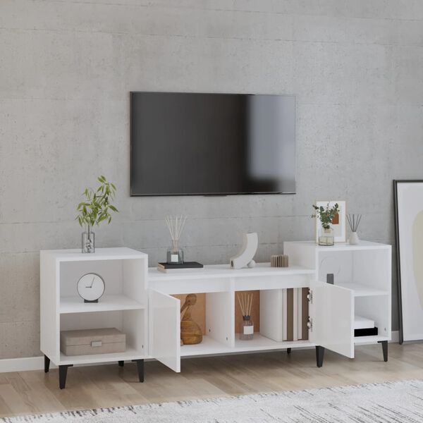 vidaXL TV Cabinet High Gloss White 160x35x55 cm Engineered Wood