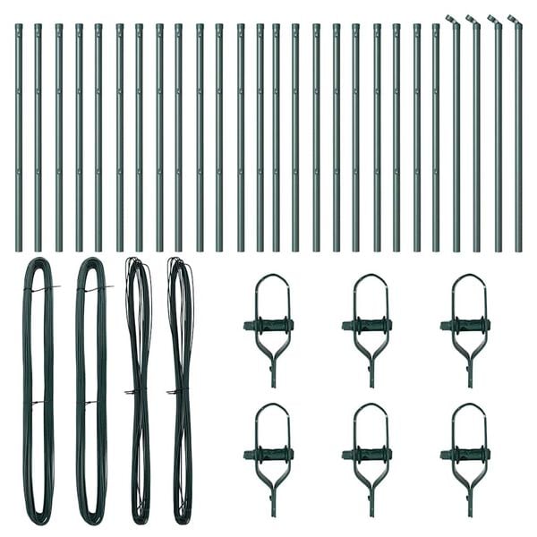 vidaXL Fence Post Other 26 pcs Green 3.2 x 3.2 x 120 cm Steel