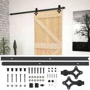 vidaXL Sliding Door 80 x 210 cm Solid Pine Wood Natural and Black