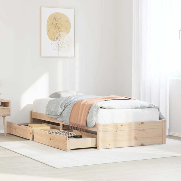 vidaXL Bed Frame without Mattress 75x190 cm Small Single Solid Wood Pine