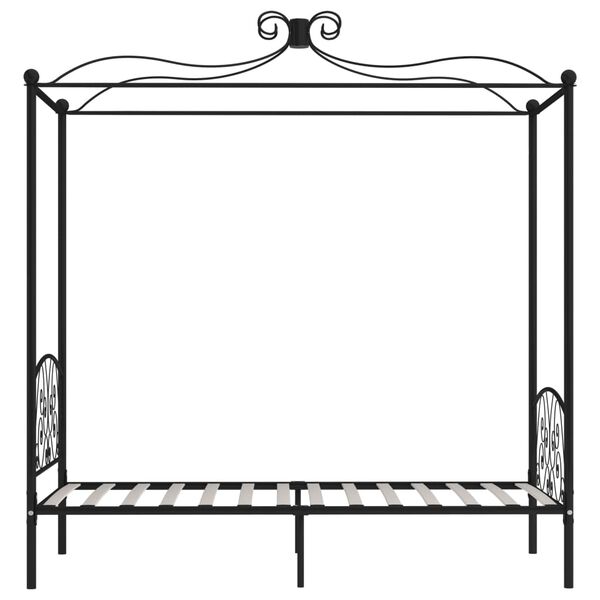 vidaXL Canopy Bed Frame without Mattress Black Metal 100x200 cm