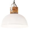 vidaXL Industrial Hanging Lamp White Round 42 cm E27 Solid Mango Wood