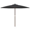 vidaXL Garden Parasol with Wooden Pole Black 299x240 cm