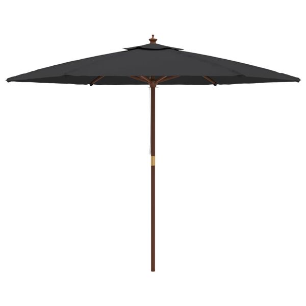 vidaXL Garden Parasol with Wooden Pole Black 299x240 cm