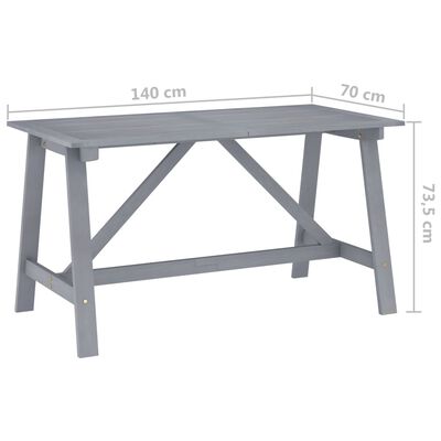 vidaXL Garden Dining Table Grey 140x70x73.5 cm Solid Acacia Wood