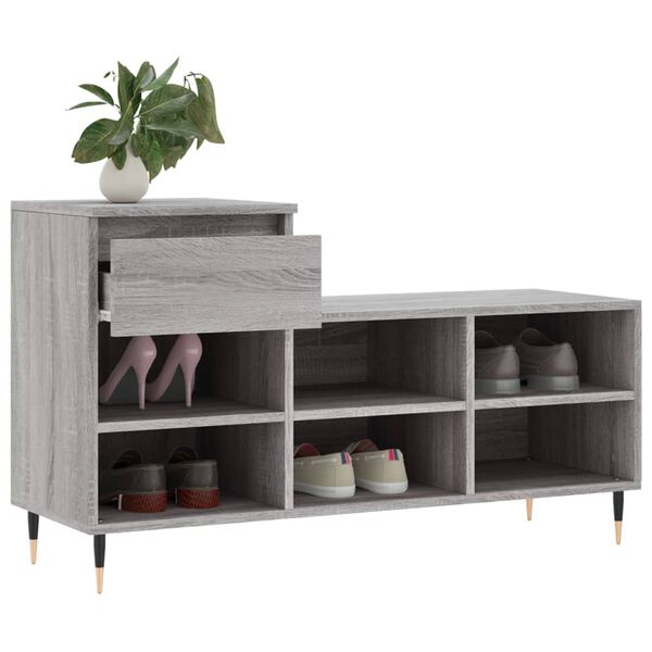 vidaXL Shoe Cabinet Grey Sonoma 102x36x60 cm Engineered Wood