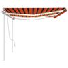 vidaXL Manual Retractable Awning with LED 6x3.5 m Orange and Brown