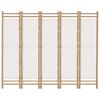 vidaXL Folding 5-Panel Room Divider 200 cm Bamboo and Canvas