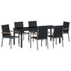 vidaXL Garden Dining Set 7 pcs Black Powder-coated Steel