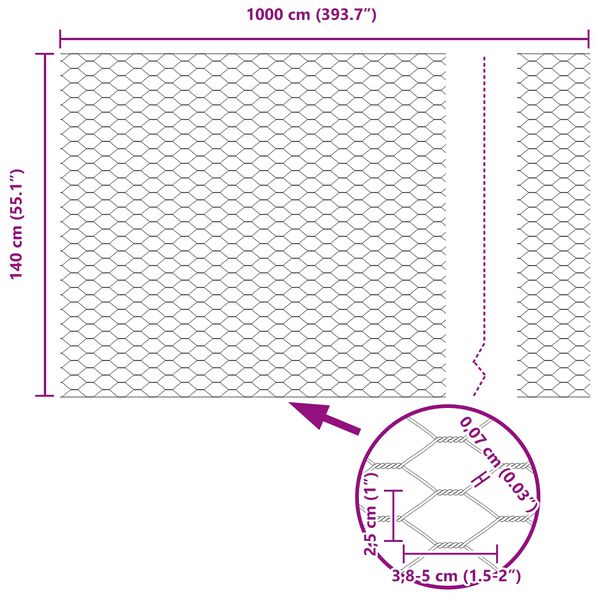 vidaXL Hexagon Fence Green 1.4 x 10 m Steel