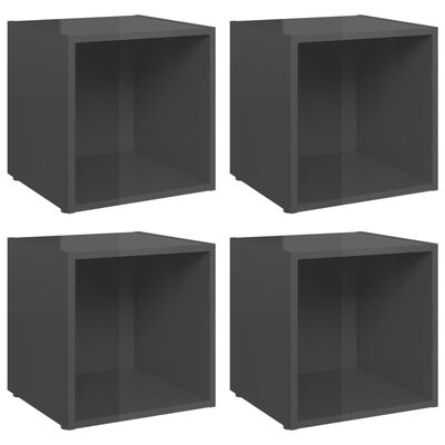 vidaXL TV Cabinets 4 pcs High Gloss Grey 37x35x37 cm Chipboard