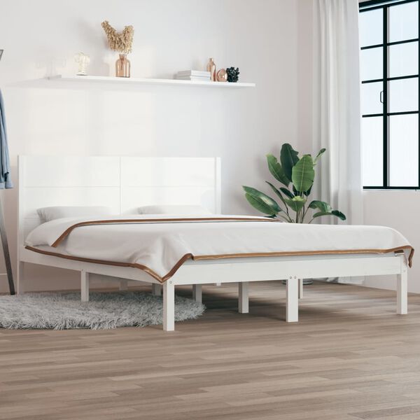 vidaXL Bed Frame without Mattress White 140x200 cm Solid Wood Pine