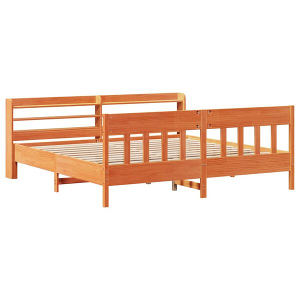 vidaXL Bed Frame without Mattress Wax Brown 200x200 cm Solid Wood Pine