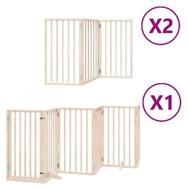 vidaXL Dog Gate with Door Foldable 12 Panels 600 cm Poplar Wood