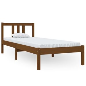 vidaXL Bed Frame without Mattress Honey Brown Solid Wood 75x190 cm Small Single