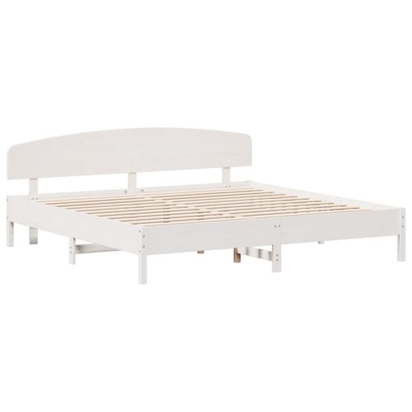 vidaXL Bed Frame without Mattress White 180x200 cm Super King Solid Wood Pine