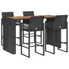 vidaXL 5 Piece Garden Bar Set without Cushions Black Poly Rattan Acacia