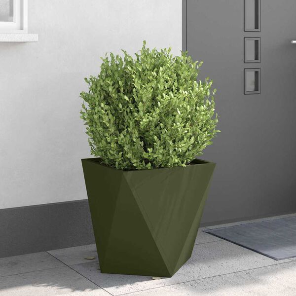 vidaXL Planter 2 pcs Olive Green 50 x 50 x 50 cm Steel