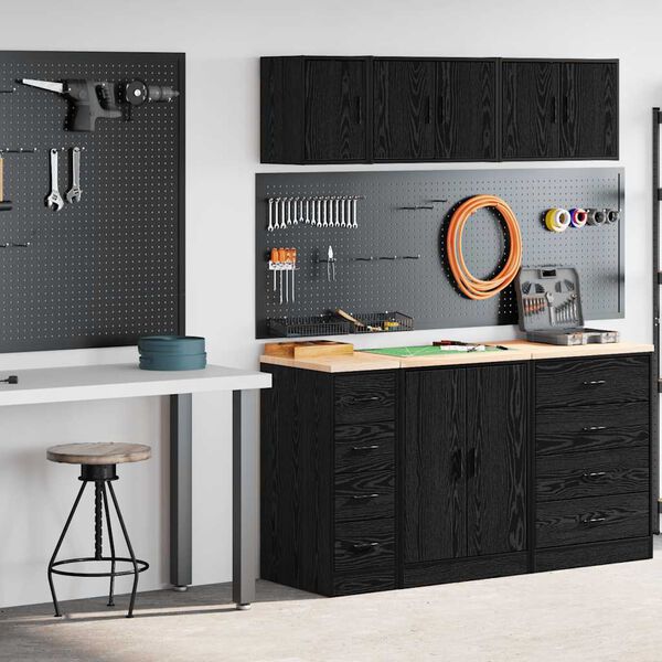 vidaXL Garage Cabinets 2 pcs Black Engineered Wood