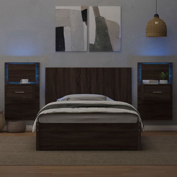 vidaXL Bed Headboard with Cabinets Brown Oak 120 cm Engineered Wood