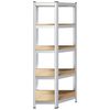 vidaXL 5-Layer Corner Shelf Silver Steel&Engineered Wood