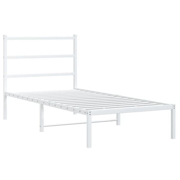 vidaXL Metal Bed Frame without Mattress with Headboard White 90x190cm