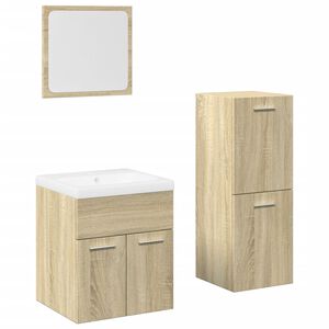 vidaXL 4 Piece Bathroom Furniture Set Sonoma Oak Engineered Wood