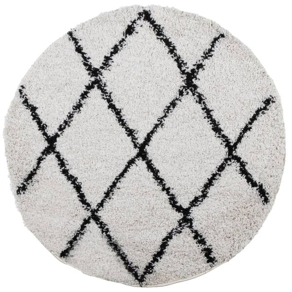 vidaXL Shaggy Rug PAMPLONA High Pile Modern Cream and Black &Oslash; 160 cm