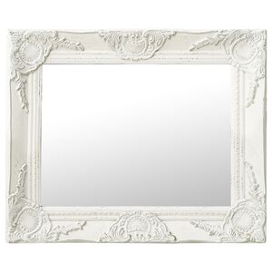 vidaXL Wall Mirror | White | Wood, glass, engineered wood | 50x40 cm
