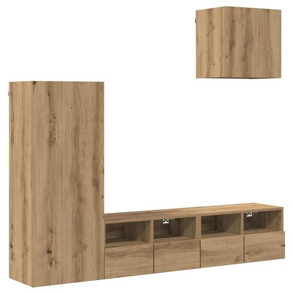 vidaXL TV Wall Units 4 pcs Artisan Oak Engineered Wood