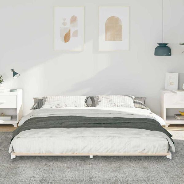 vidaXL Floor Bed Frame White 180 x 210 cm Solid pine wood