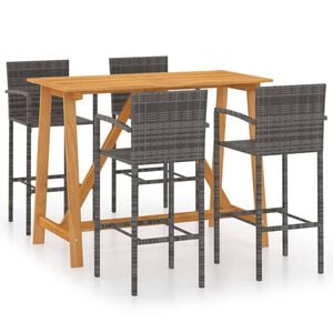 vidaXL Garden Bar Set | Grey | Poly rattan | Standard | Durable | Garden Bar Set