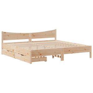 vidaXL Bed Frame with Drawers 200x200 cm Solid Wood Pine