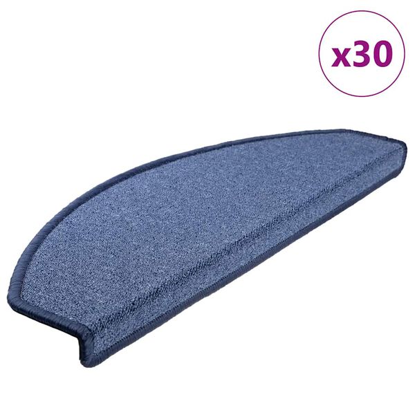 vidaXL Stair Mats 30 pcs 65x24x4 cm Blue Half Round Large