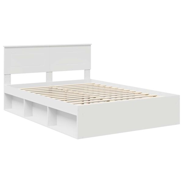 vidaXL Bed Frame with Headboard White 140 x 190 cm Engineered wood