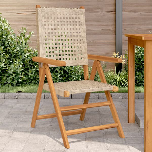 vidaXL Garden Chairs 2 pcs Beige Solid Wood Acacia and Poly Rattan