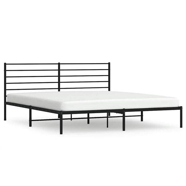 vidaXL Metal Bed Frame without Mattress with Headboard Black 180x200cm