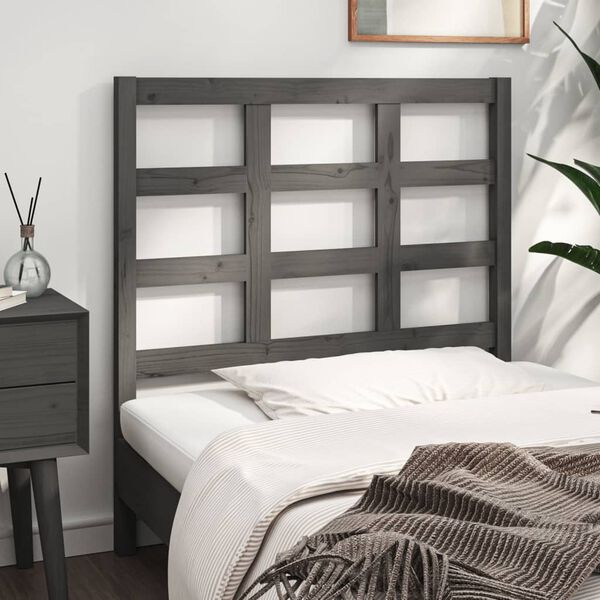 vidaXL Bed Headboard Grey 95.5x4x100 cm Solid Wood Pine