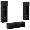 vidaXL TV Wall Unit Wall-mounted 6 pcs Black Oak Engineered Wood