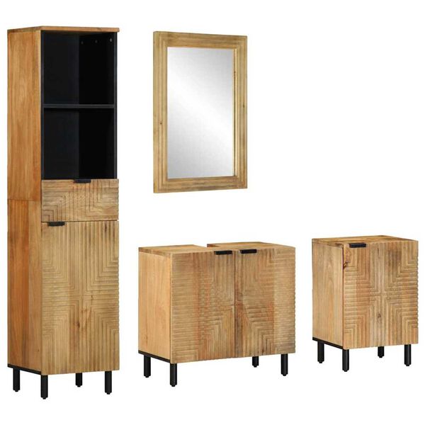 vidaXL 4 Piece Bathroom Furniture Set Brown Solid Wood Mango