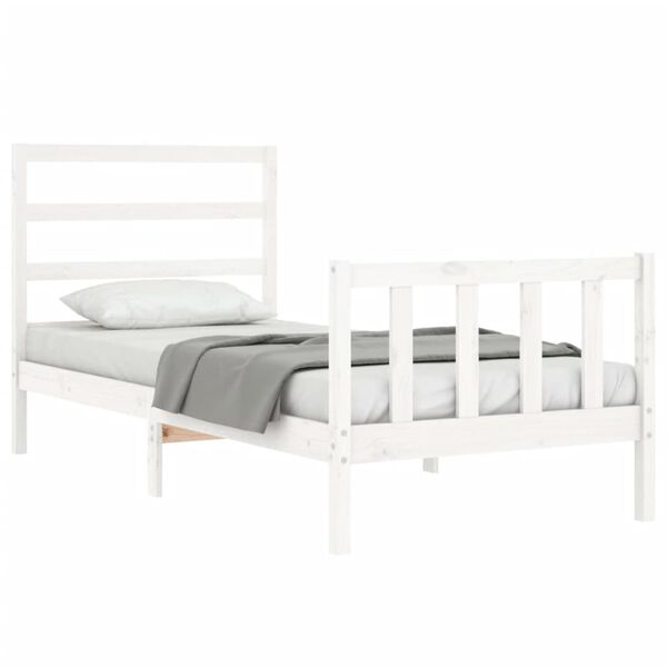 vidaXL Bed Frame without Mattress White 90x190 cm Single Solid Wood Pine