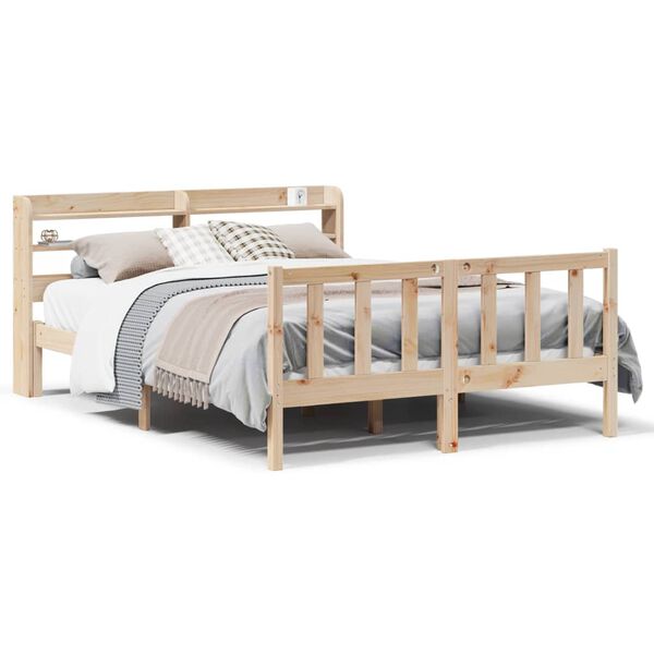 vidaXL Bed Frame without Mattress 150x200 cm King Size Solid Wood Pine