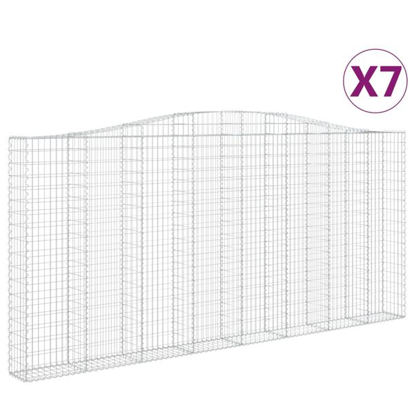vidaXL Arched Gabion Baskets 7 pcs 400x30x180/200 cm Galvanised Iron