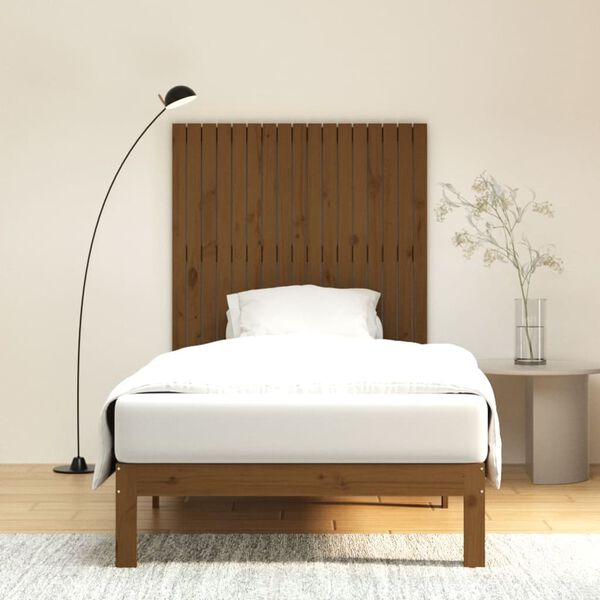 vidaXL Wall Headboard Honey Brown 108x3x110 cm Solid Wood Pine