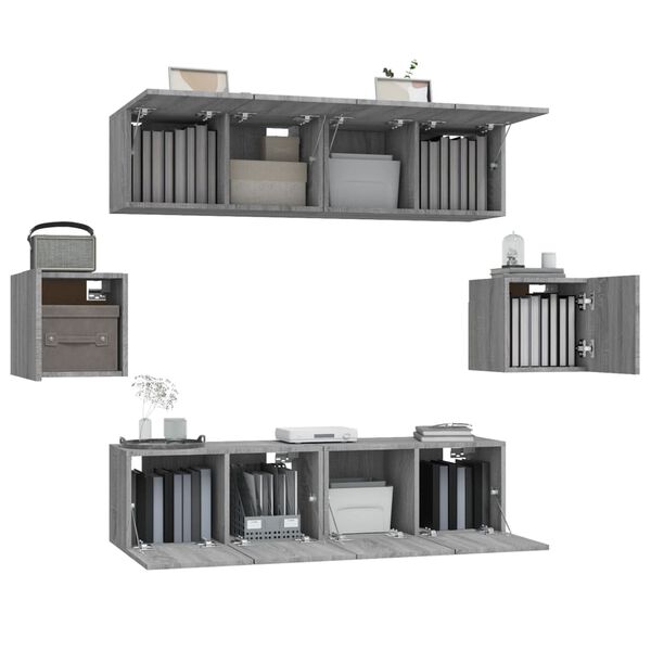 vidaXL 6 Piece TV Cabinet Set Grey Sonoma Engineered Wood